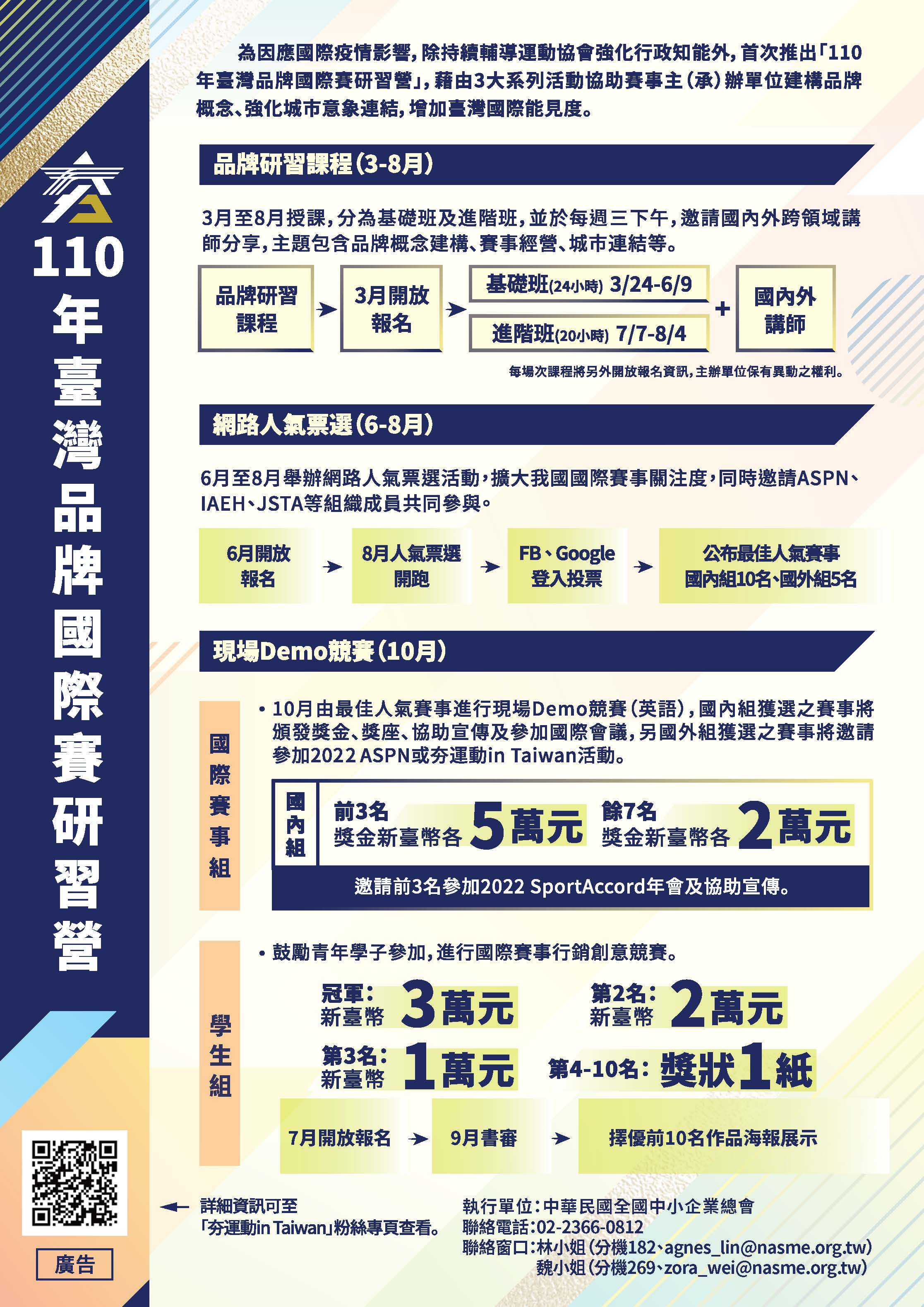 110年臺灣品牌國際賽事研習營海報